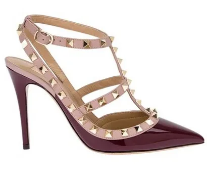Valentino Rockstud Bordo Topuklu Ayakkabı / 10 mm